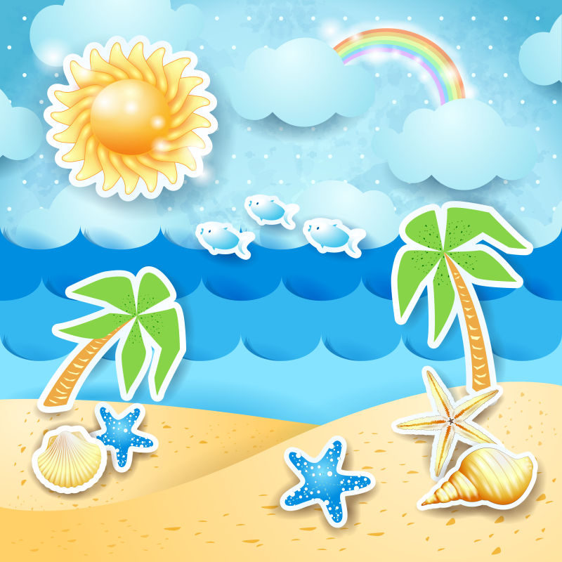 创意矢量夏季海滩设计插图