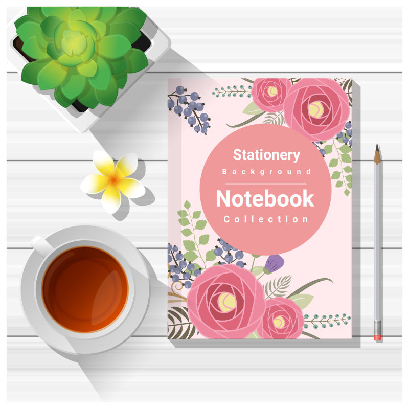 创意矢量粉色主题的笔记本设计
