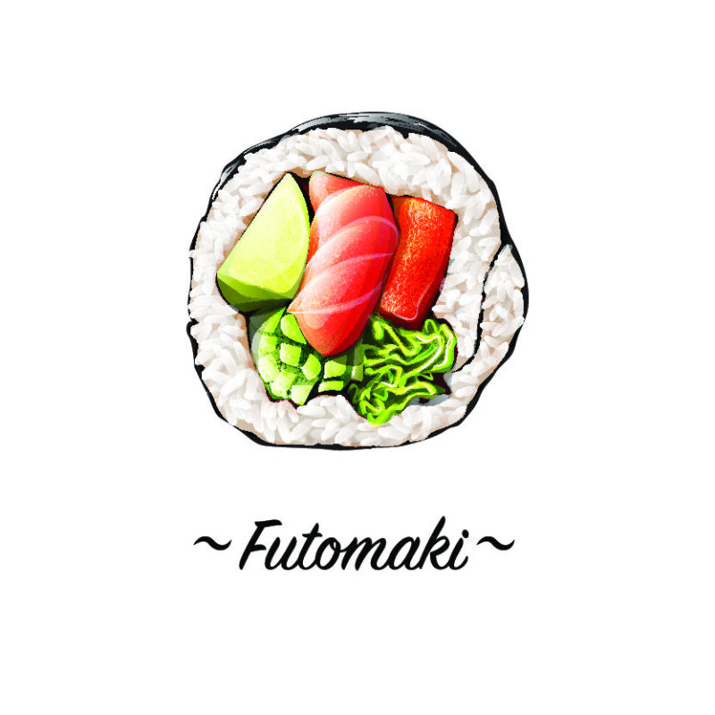 创意矢量三文鱼寿司插图
