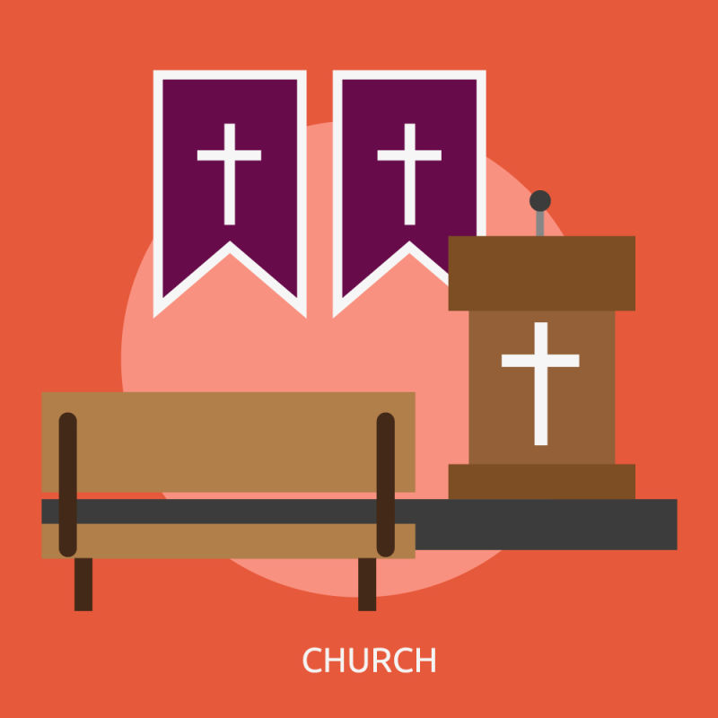 创意矢量教堂平面设计插图