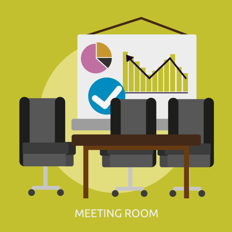 创意矢量会议室平面设计插图