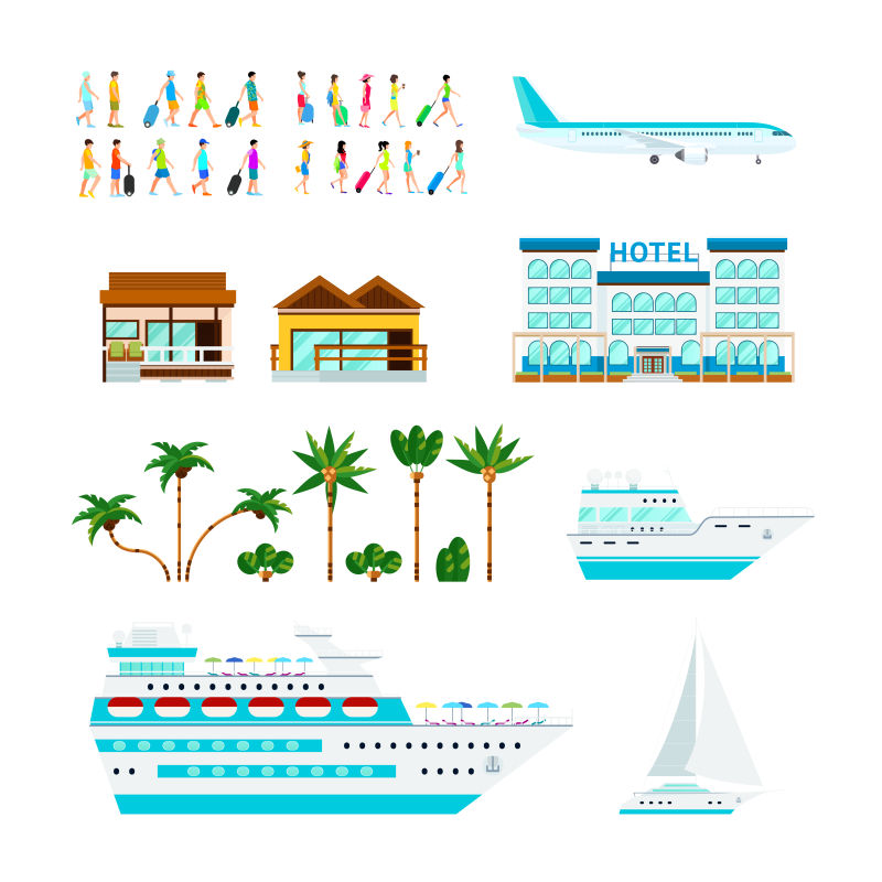创意矢量现代旅行主题设计元素插图