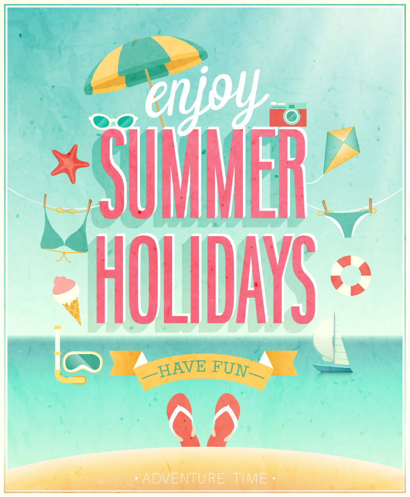 矢量夏日度假主题的平面海报