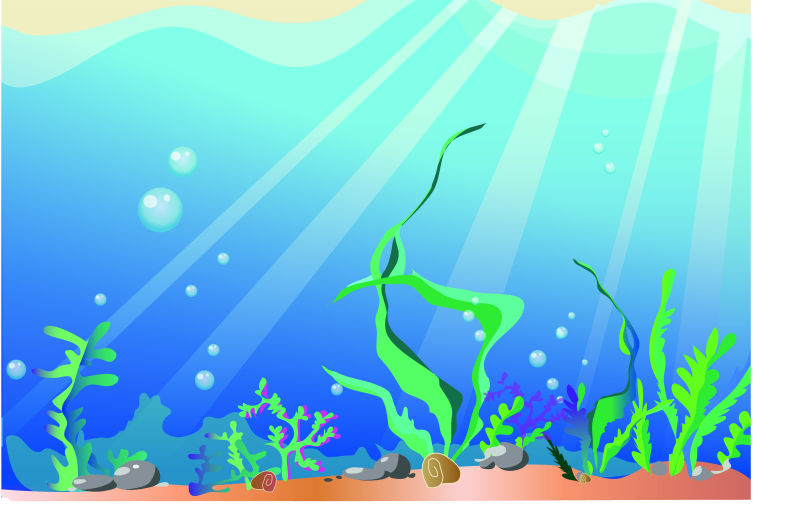 抽象矢量阳光照射下的海底插图