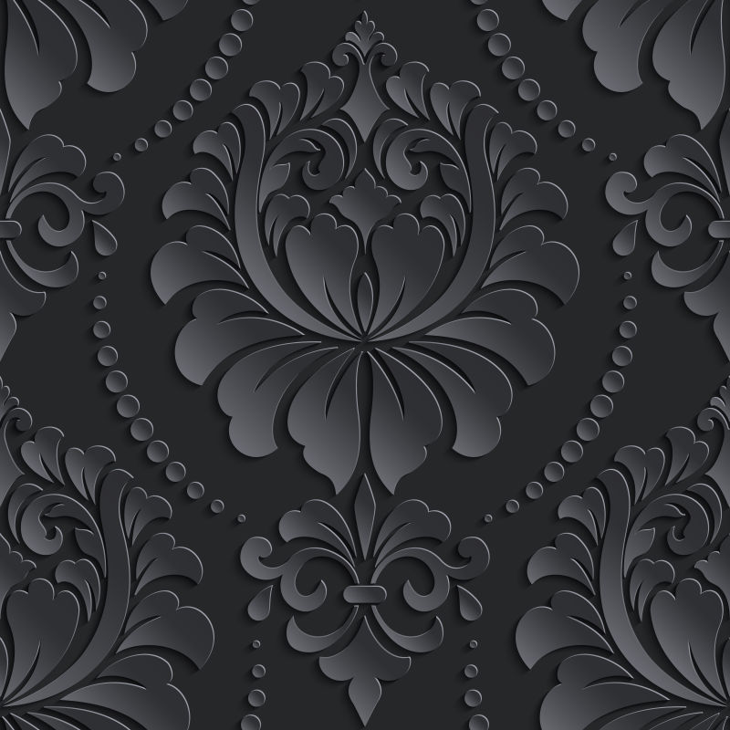 矢量的黑色传统花卉图案背景