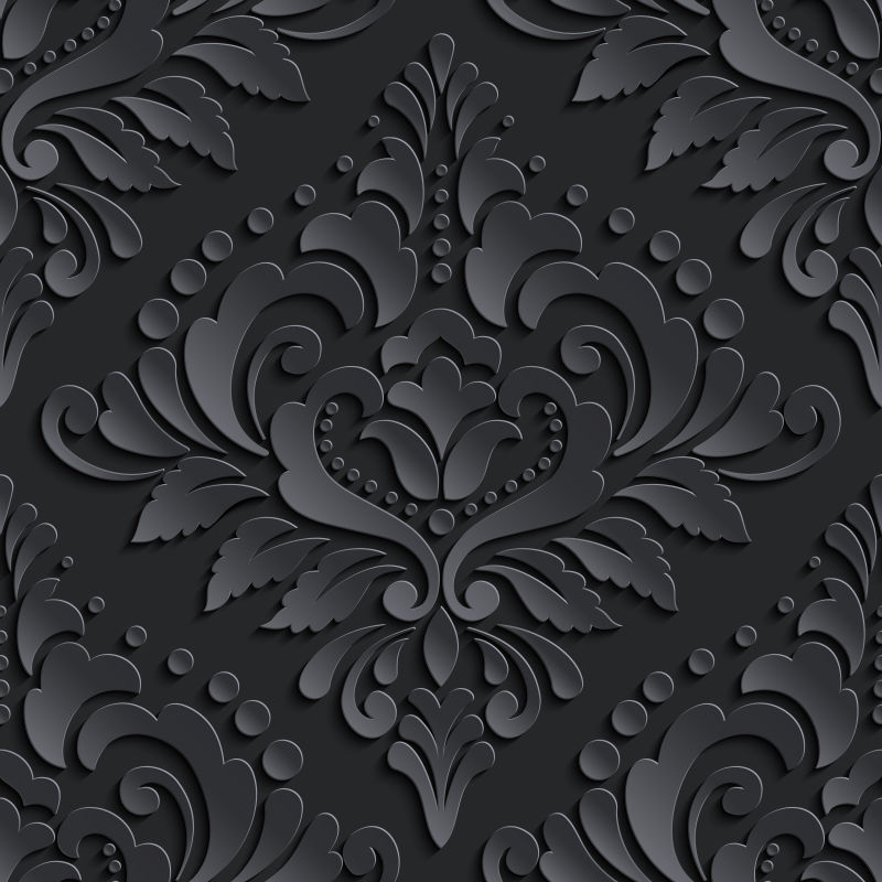 抽象矢量黑色纸艺花卉装饰背景设计