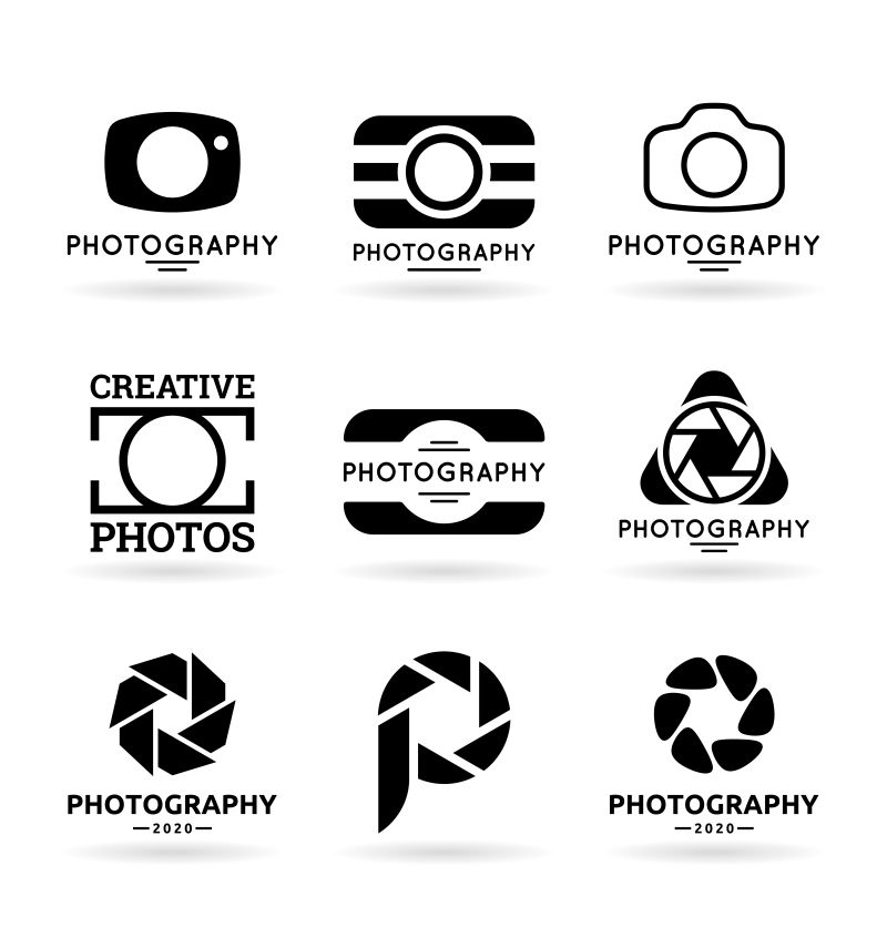 抽象矢量单色摄影主题标志设计