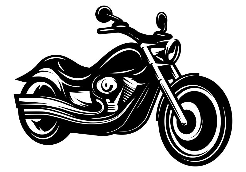 黑色摩托车矢量插图