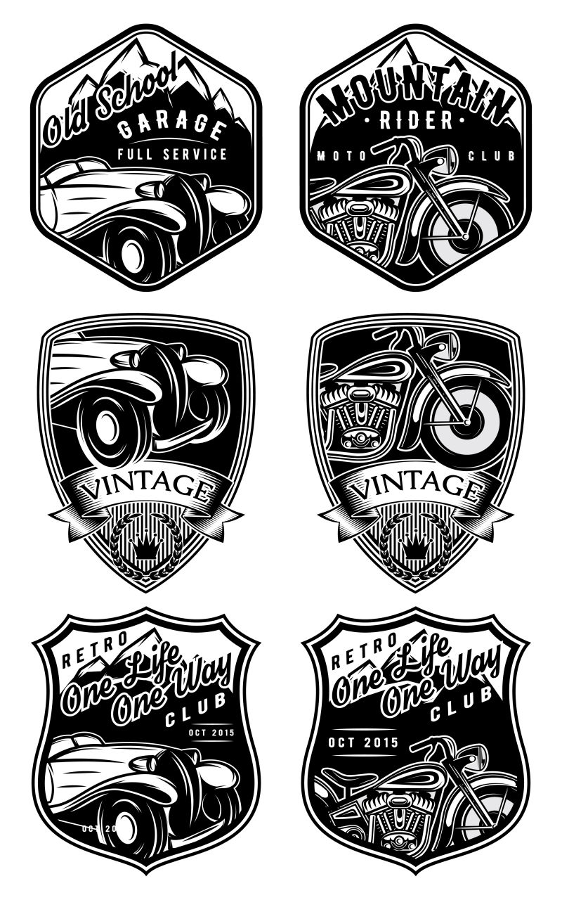 摩托车复古徽章矢量设计