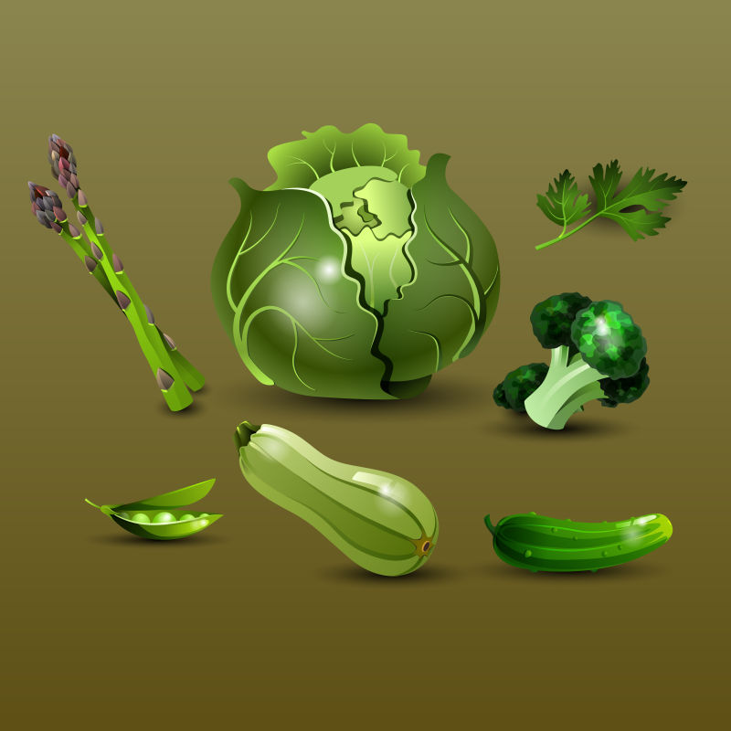 创意矢量现代健康绿色蔬菜插图