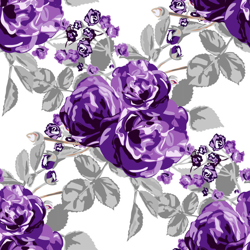 矢量紫色玫瑰设计插图