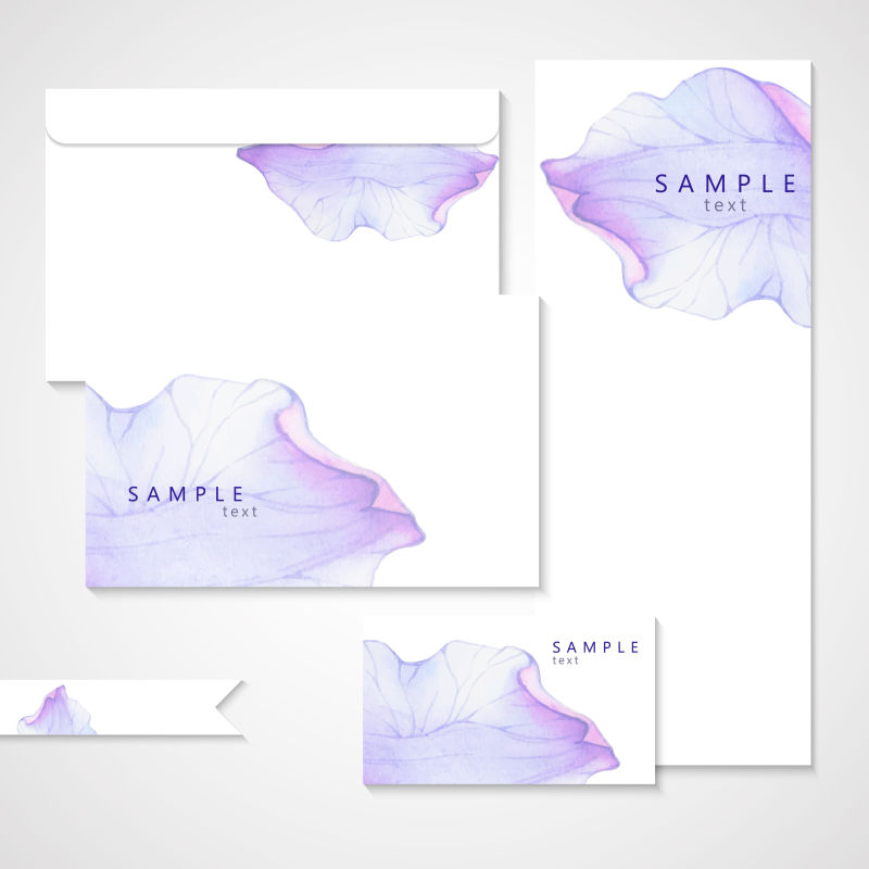 创意矢量现代紫色水彩花卉元素的卡片设计