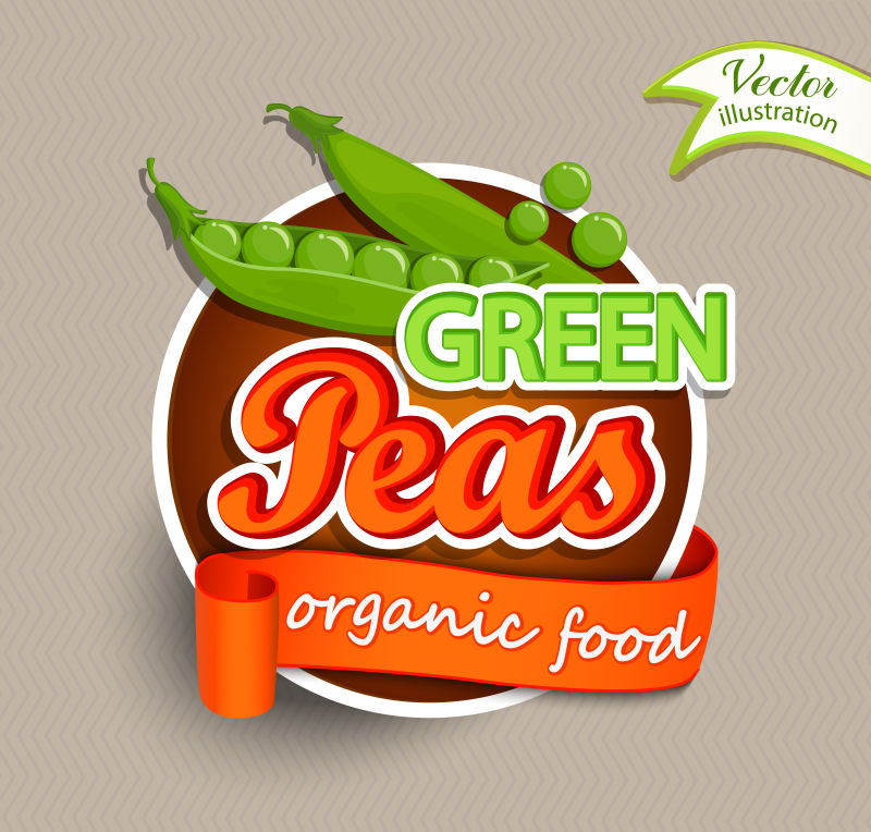 绿色豌豆标签矢量设计