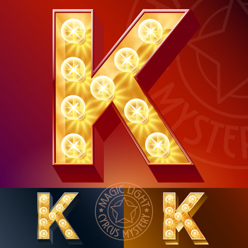 抽象矢量闪亮字母k设计