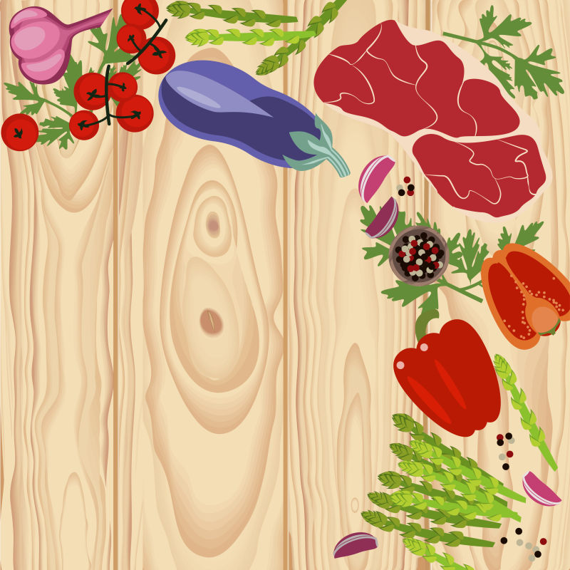 创意矢量现代蔬菜元素的平面插图