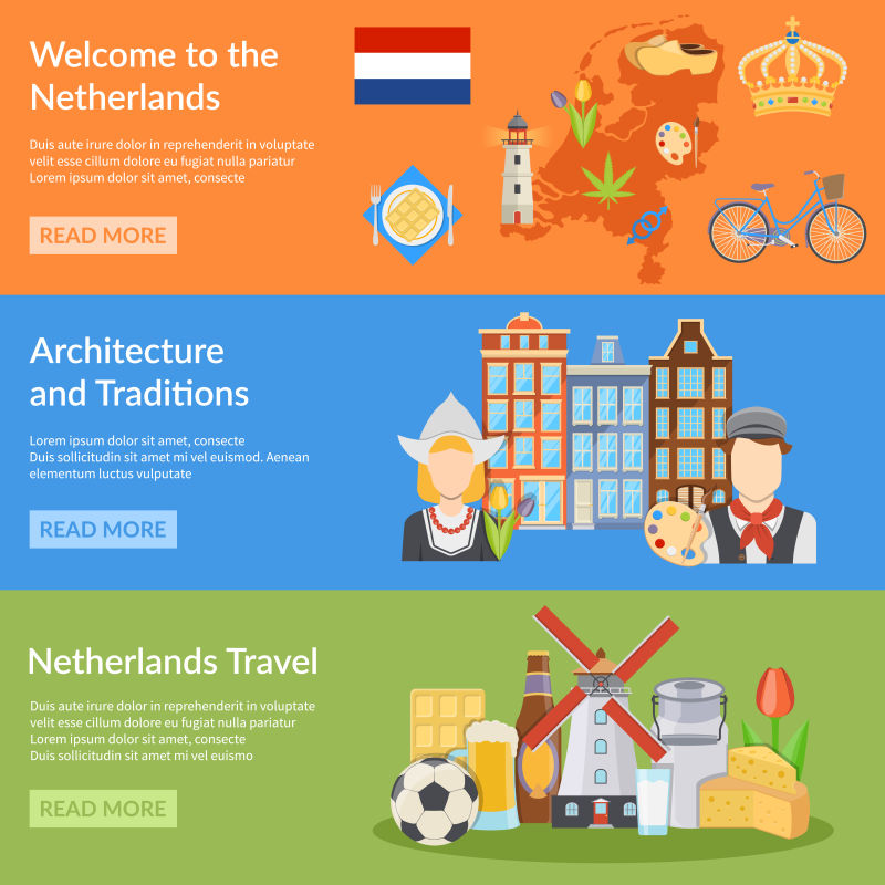 荷兰旅游横幅矢量设计