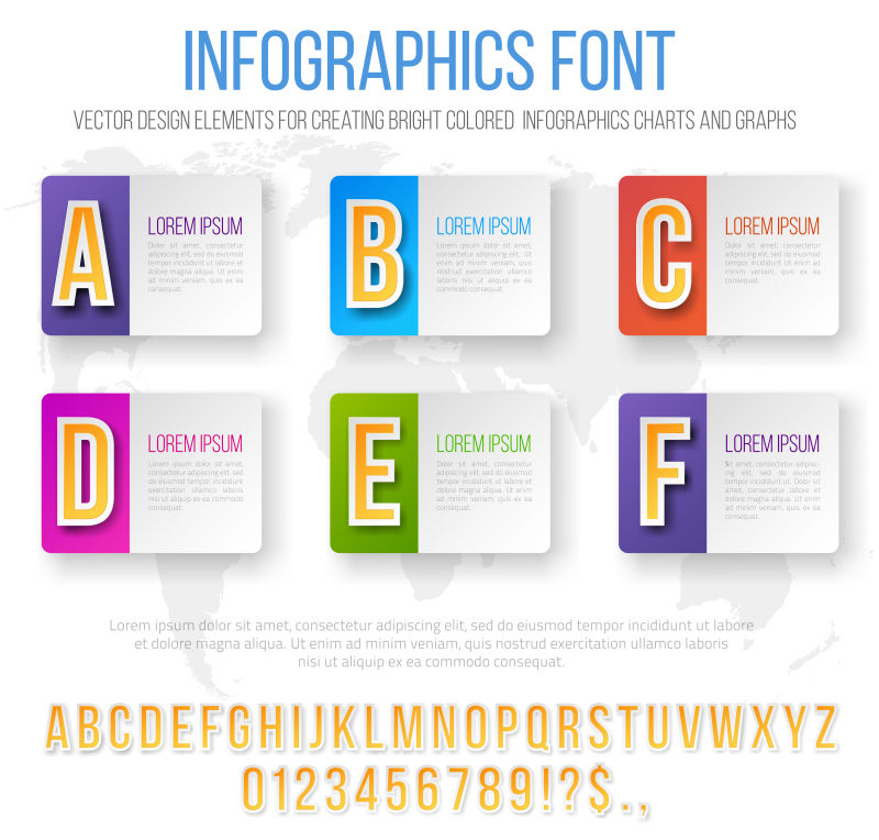 抽象矢量彩色字体元素的信息图表设计
