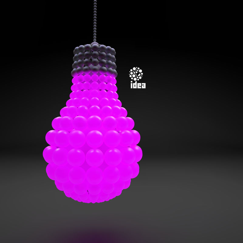 矢量紫色球状立体灯泡设计