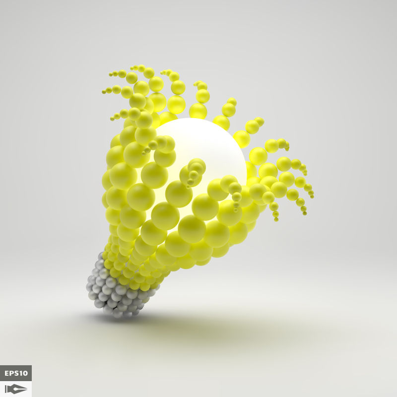 矢量黄色球体抽象灯泡设计