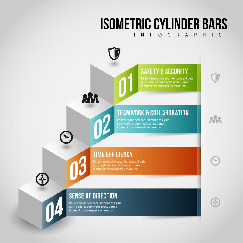 抽象矢量彩色阶梯状的信息图表设计
