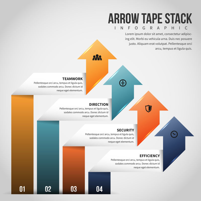 矢量创意彩色箭头元素装饰的信息图表设计