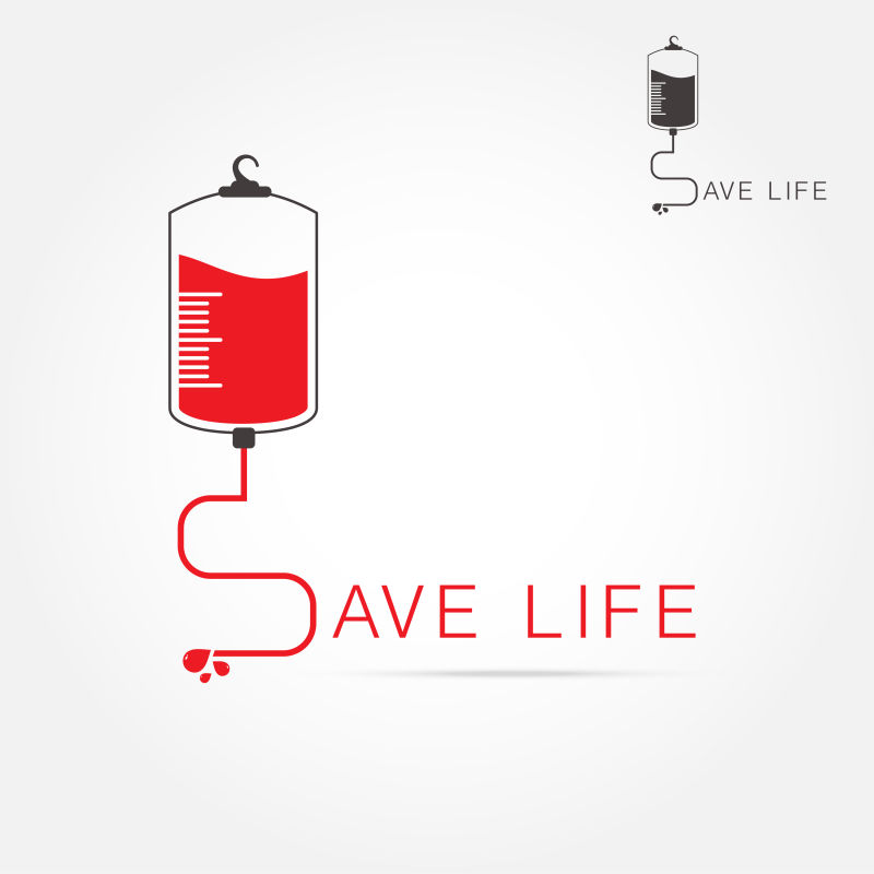 抽象矢量献血主题的创意标志