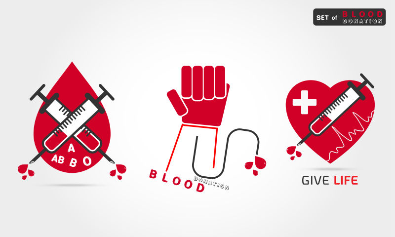 矢量献血主题的平面标志设计
