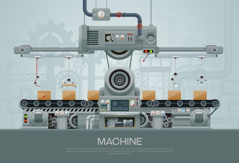 抽象矢量机械制造厂的平面概念插图