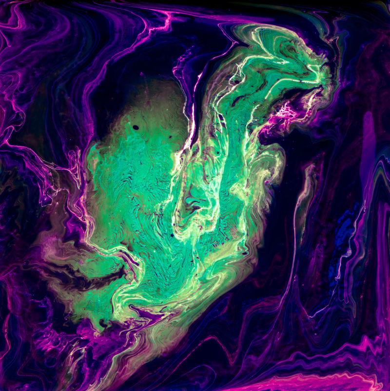 抽象紫色绿色现代液体纹理背景