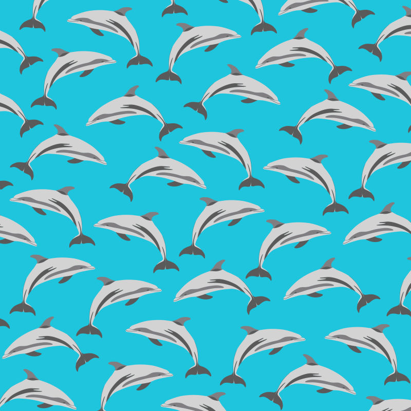 矢量海豚元素装饰无缝背景