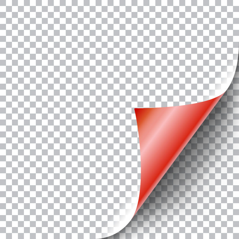 抽象矢量红色卷曲页角设计插图