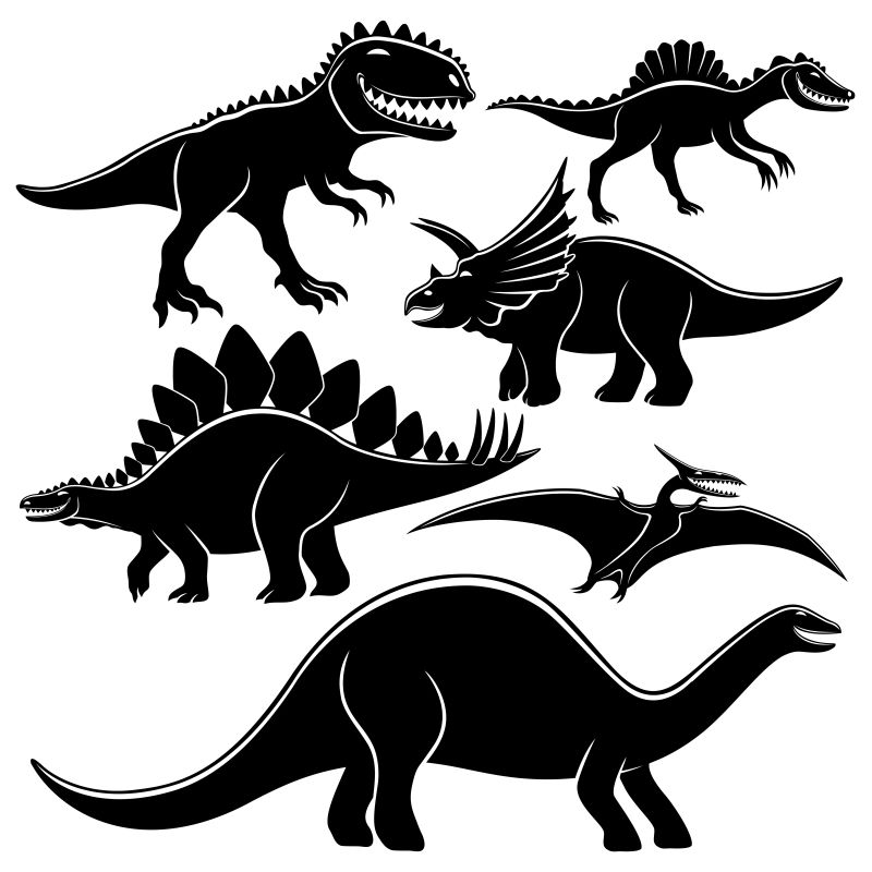 抽象矢量现代恐龙剪影插图设计