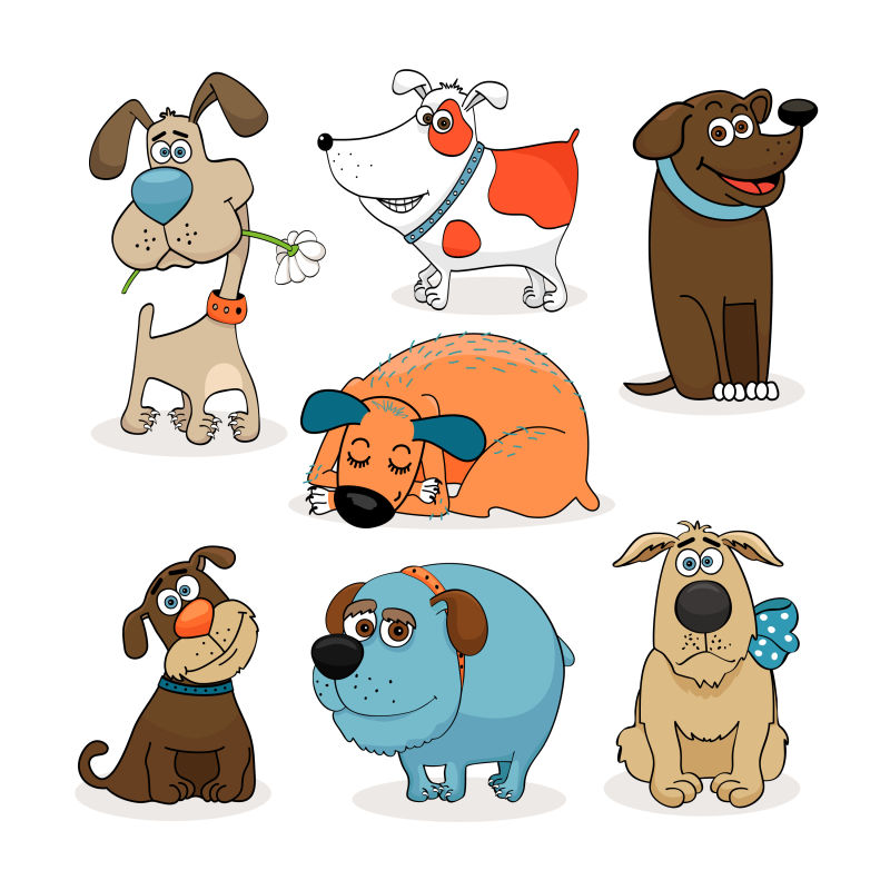 矢量抽象卡通宠物狗设计插图