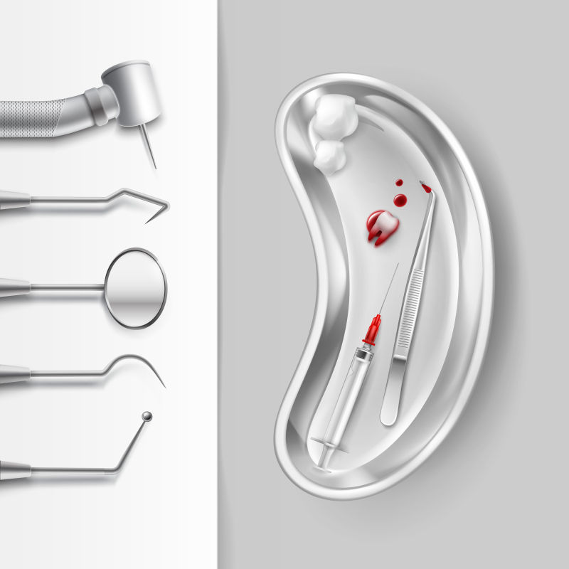 矢量专业牙科工具设计插图