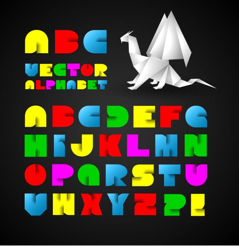 抽象矢量彩色可爱的字母字体设计