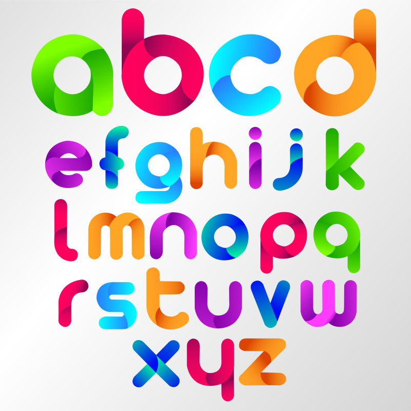 抽象矢量彩色纸艺风格的字母数字字体设计