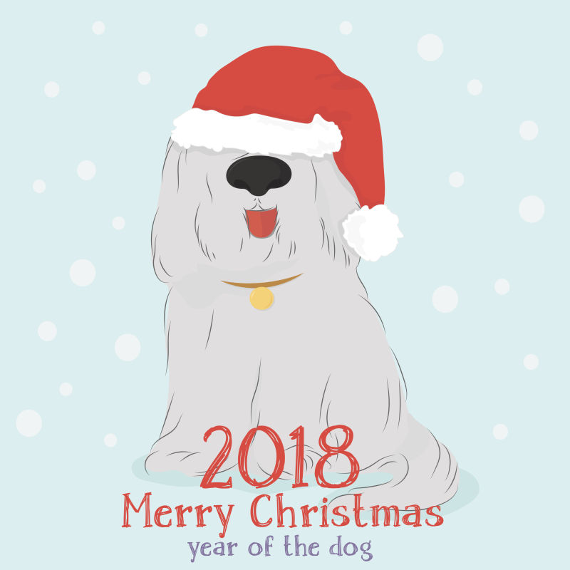 创意矢量庆祝圣诞的狗卡通插图