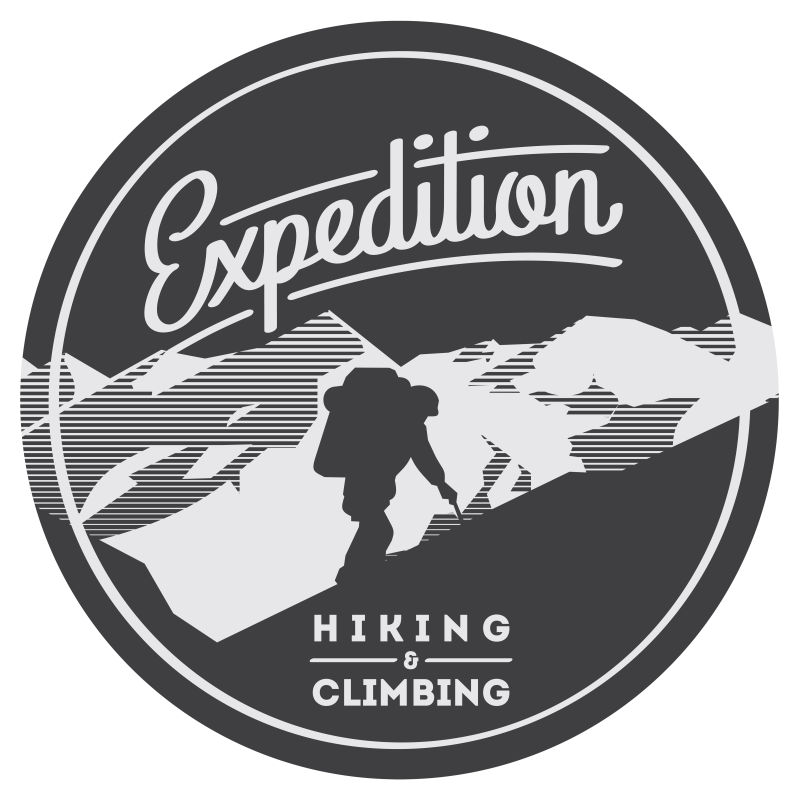 创意矢量单色户外登山冒险主题徽章设计