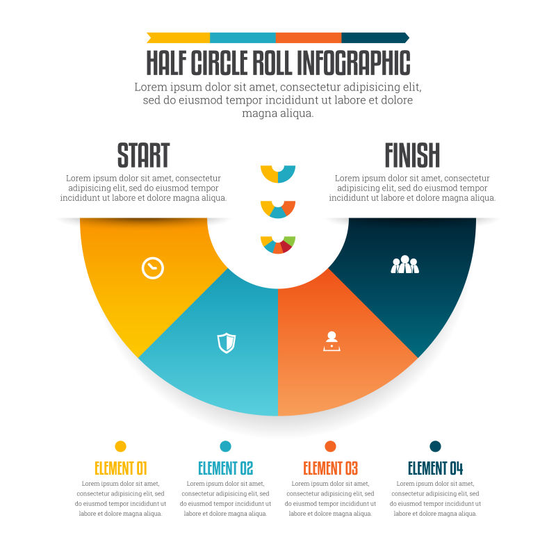 矢量抽象现代彩色半圆形信息图表设计