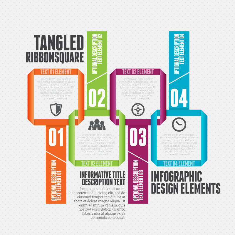 抽象矢量现代四色信息图表平面设计