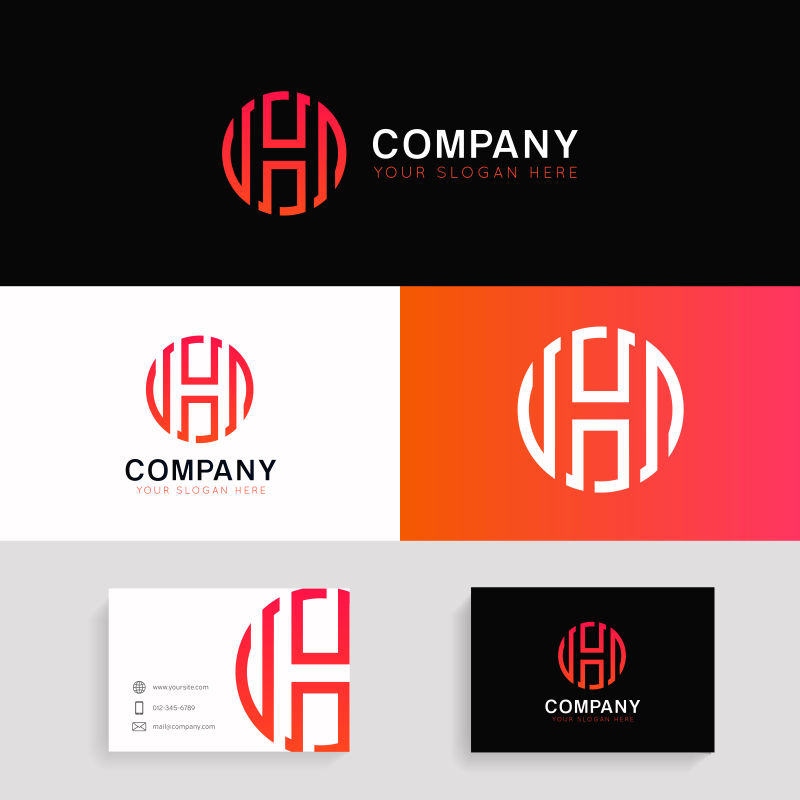 创意矢量现代红色字母h标志设计