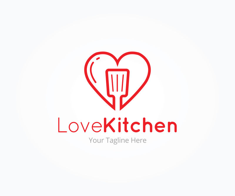 抽象矢量爱的厨房标志设计