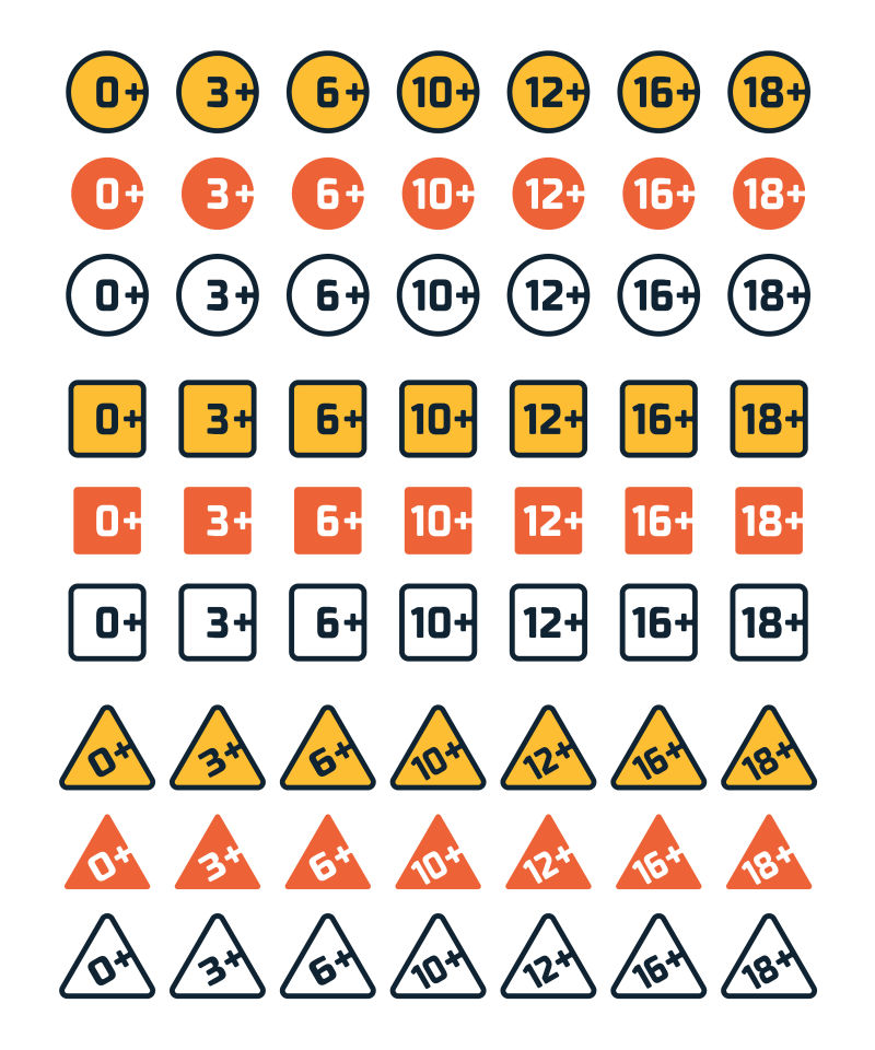 创意矢量彩色年龄等级图标设计