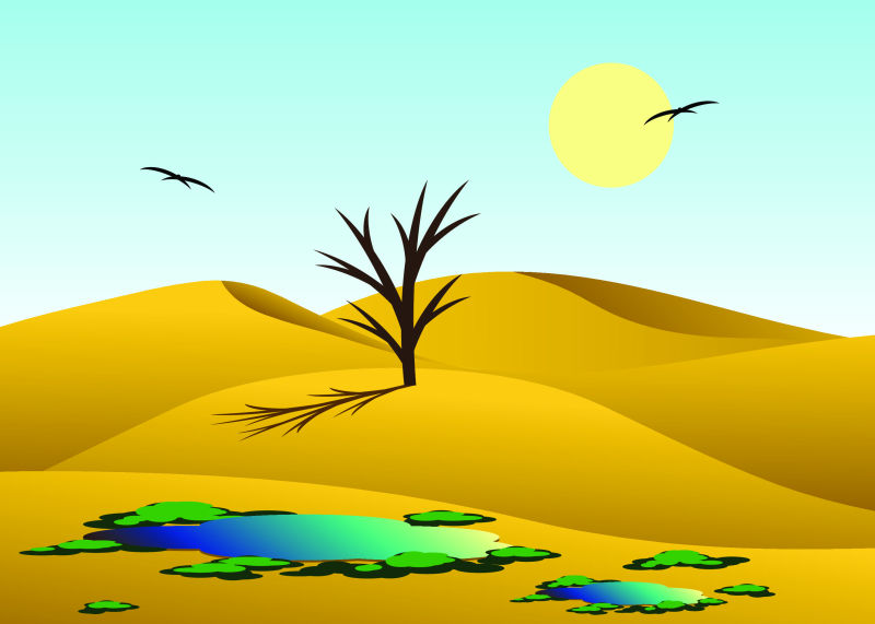 矢量抽象美丽的沙漠插图设计