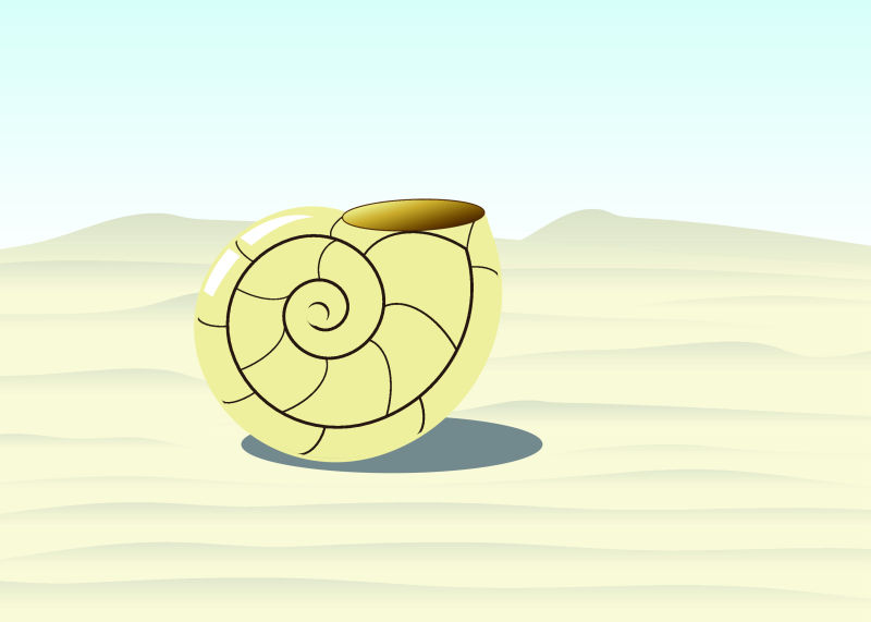 抽象矢量现代沙漠中的蜗牛壳设计