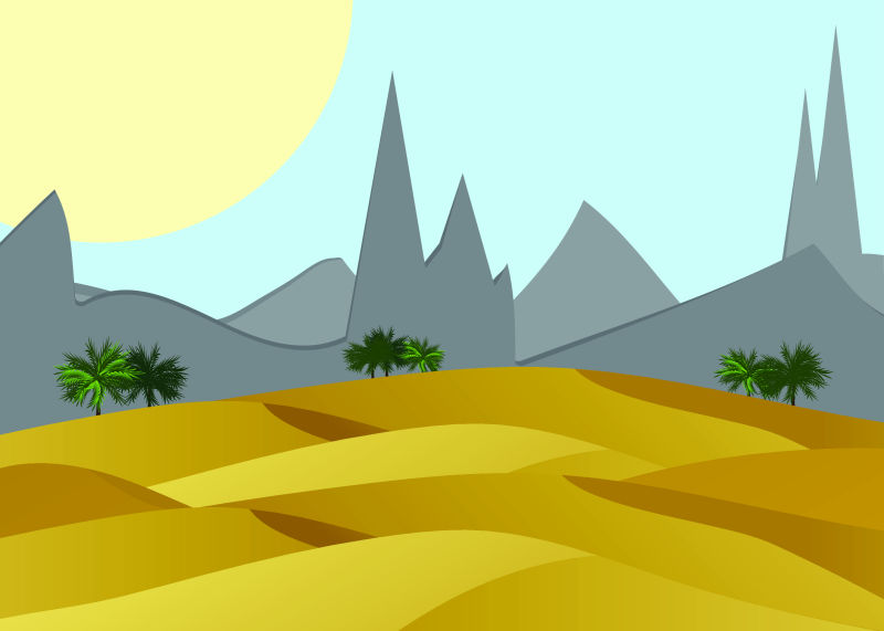 抽象矢量山石林立的沙漠插图设计