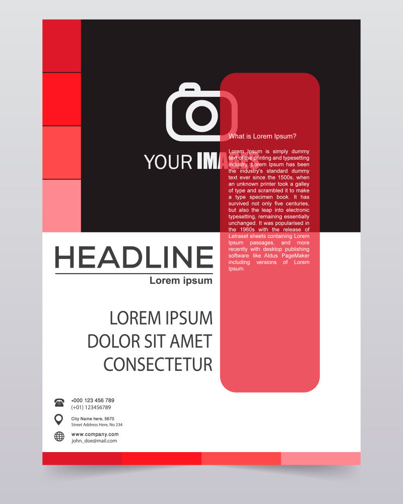 抽象矢量现代红色黑色时尚年度报告设计