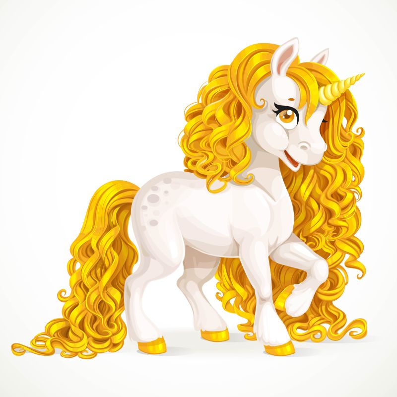 矢量金色鬓毛的童话独角兽