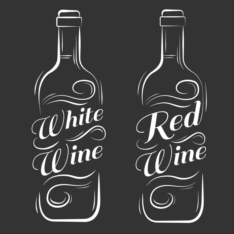 酒瓶白葡萄酒红葡萄酒黑色背景下的酒吧广告设计