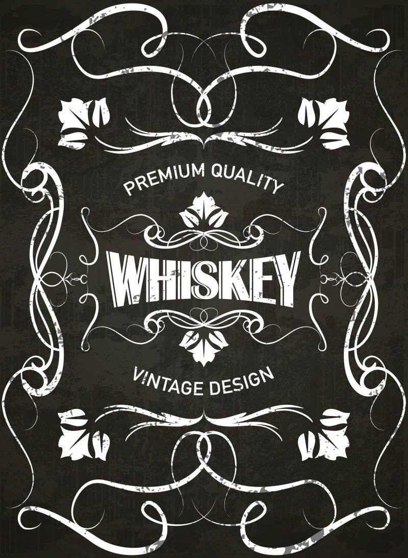 在设计手绘的粉笔标记的老式风格的威士忌